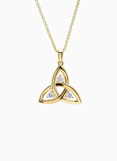 Delicate 14K Gold Vermeil Trinity Knot Necklace with Floating Lab Made Sapphires